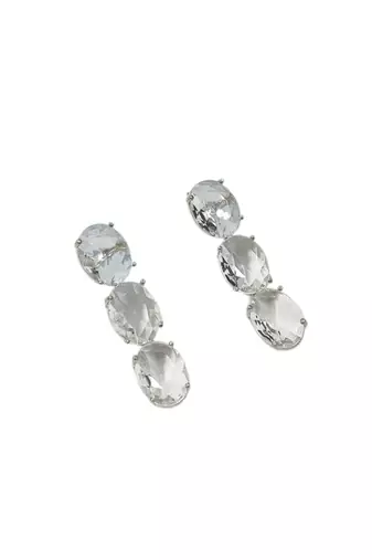 White ad stone rhodium-plated necklace set with earrings