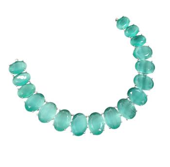 Pista green ad stone rhodium-plated necklace set with earrings 2