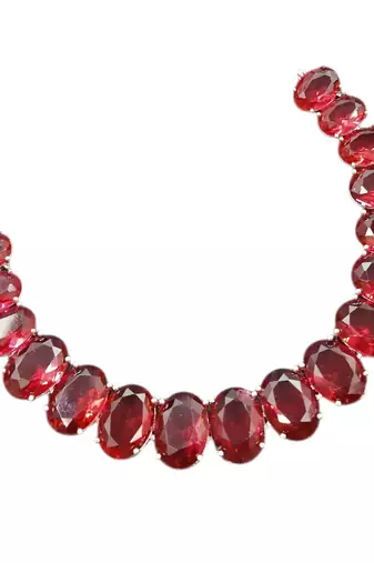 Ruby ad stone rhodium-plated necklace set with earrings