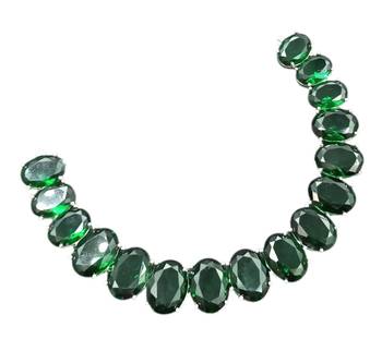 Green ad stone rhodium-plated necklace set with earrings 2