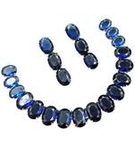 Blue ad stone rhodium-plated necklace set with earrings