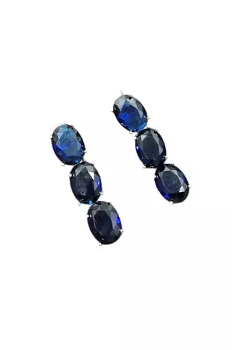 Blue ad stone rhodium-plated necklace set with earrings