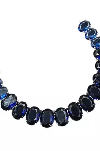 Blue ad stone rhodium-plated necklace set with earrings
