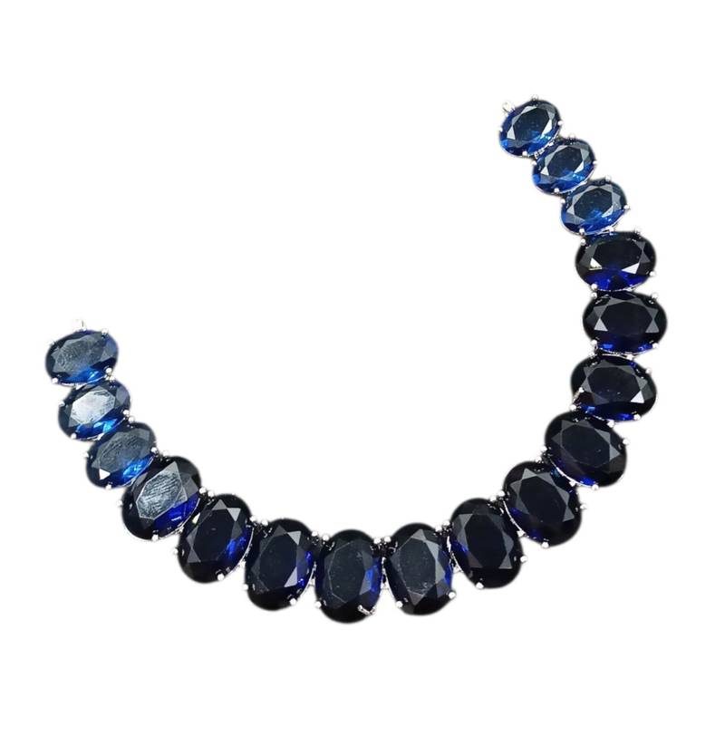 Blue ad stone rhodium-plated necklace set with earrings