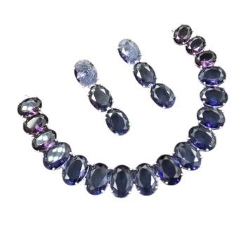 Purple ad stone rhodium-plated necklace set with earrings 1