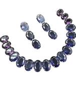 Purple ad stone rhodium-plated necklace set with earrings