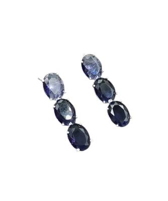 Purple ad stone rhodium-plated necklace set with earrings 2