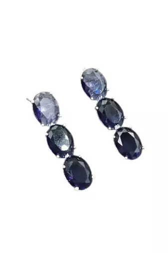 Purple ad stone rhodium-plated necklace set with earrings
