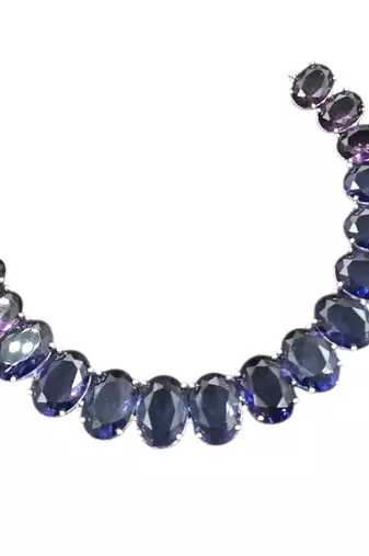 Purple ad stone rhodium-plated necklace set with earrings