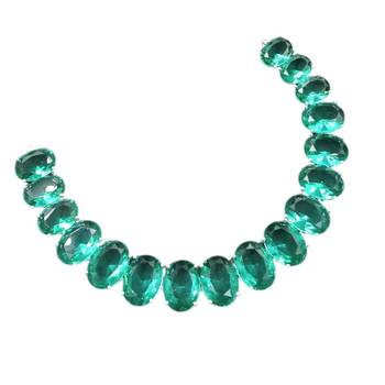 Rama green ad stone rhodium-plated necklace set with earrings 2