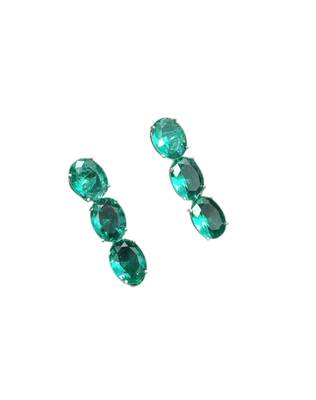 Rama green ad stone rhodium-plated necklace set with earrings 3