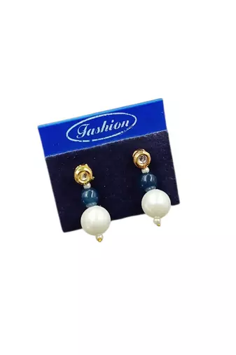 Blue color necklace set with earrings, moti & agate stone, gold plated