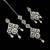 Baby pink agate stone necklace set with earrings & maang tikka, rhodium plated