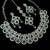 Green agate stone necklace set with earrings & maang tikka, rhodium plated