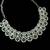 Green agate stone necklace set with earrings & maang tikka, rhodium plated