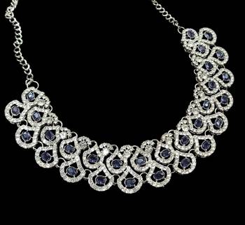Purple agate stone necklace set with earrings & maang tikka, rhodium plated 2