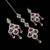 Maroon agate stone necklace set with earrings & maang tikka, rhodium plated