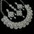 Pink & pista agate stone necklace set with earrings & maang tikka, rhodium plated