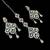 Pink & pista agate stone necklace set with earrings & maang tikka, rhodium plated
