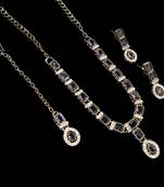 Purple color necklace set with earrings and maang tikka – agate stone, antique gold plating