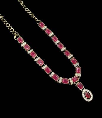 Maroon color necklace set with earrings and maang tikka     agate stone, antique gold plating 3