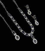 Purple color necklace set with earrings & maang tikka | agate stone | rhodium plated