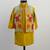 Mustard yellow embroidered silk kurta jacket set