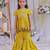Mustard yellow embroidered silk sharara set