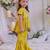 Mustard yellow embroidered silk sharara set