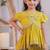 Mustard yellow embroidered silk sharara set
