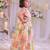 Peach floral printed silk lehenga choli
