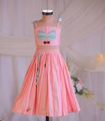 Peach bow embroidered silk lehenga choli