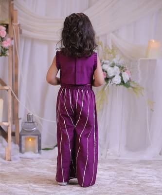 Purple embroidered silk palazzo set 2