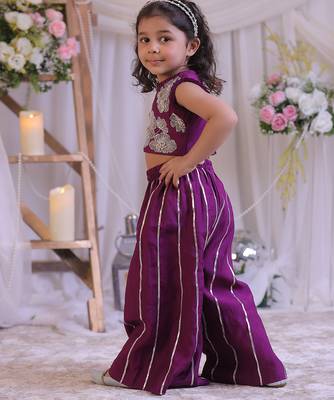 Purple embroidered silk palazzo set 3