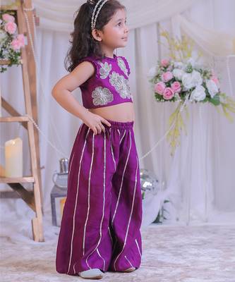 Purple embroidered silk palazzo set 5