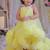 Yellow pompom net gown