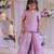 Lilac embroidered shimmer silk kurti set