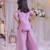 Lilac embroidered shimmer silk kurti set