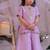 Lilac embroidered shimmer silk kurti set