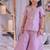 Lilac embroidered shimmer silk kurti set