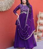 Women georgette with zari & sequins embroidered work kurta & dupatta set