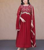 Women georgette with zari & sequins embroidered work kurta & dupatta set