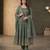 Elegant sage green anarkali suit set with zari embroidery & dupatta