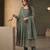Elegant sage green anarkali suit set with zari embroidery & dupatta