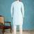 Mens silk blend blue solid embroidered calf length straight kurta