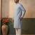 Mens silk blend blue solid embroidered calf length straight kurta
