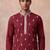 Mens silk blend maroon solid embroidered calf length straight kurta