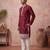 Mens silk blend maroon solid embroidered calf length straight kurta