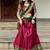 Pink & Bottle Green Kanjivaram Silk Half Lehenga Saree – Traditional Zari Weaving Langa Voni Set For Women's