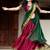 Pink & Bottle Green Kanjivaram Silk Half Lehenga Saree – Traditional Zari Weaving Langa Voni Set For Women's